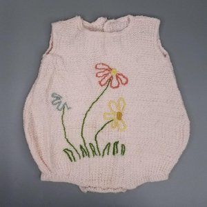 Vintage One Piece Creeper Romper Pink Snap Suit